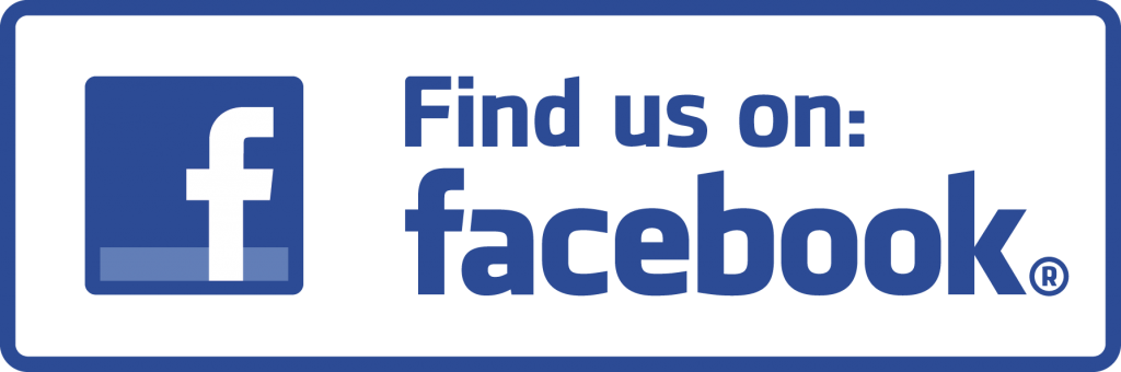 facebook logo white f in blue square, find us on Facebook